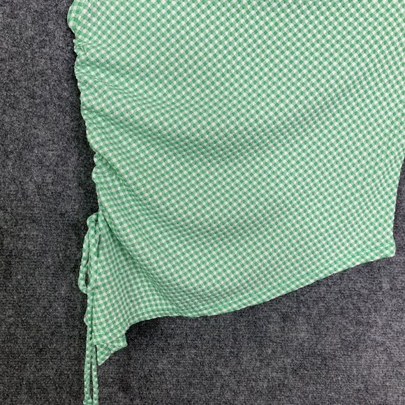 Wild Fable Sleeveless Knit Top Green Gingham Rushed Side Asymmetrical Women S - Picture 3 of 10